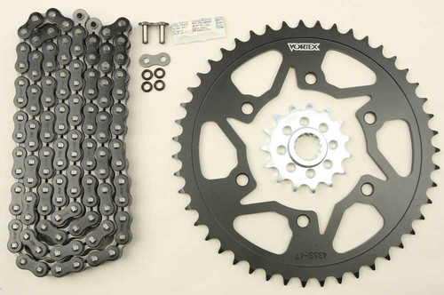 VORTEX Sprocket/Chain Kit Stl/Stl 15/47T Sil Sx3 520-114L Blk CK6316