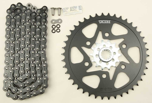 VORTEX Sprocket/Chain Kit Stl/Stl 14/42T Sil Sx3 520-108L Blk CK6352