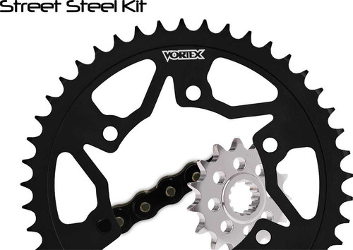 VORTEX Sprocket/Chain Kit Stl/Stl 15/44T Sil Rx3 520-116L Blk CK6138