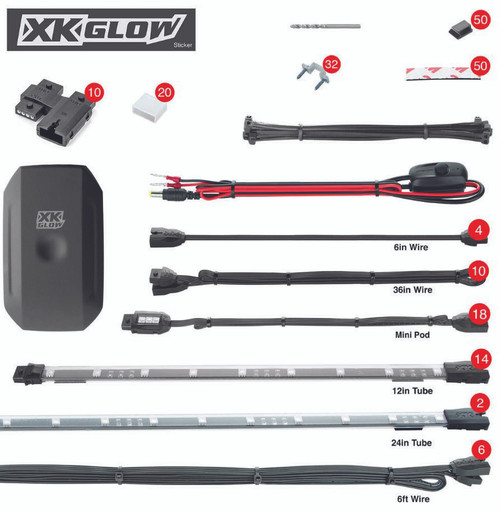 XK GLOW 34Pc Xkchrome Rgb Utv Kit XK-UTV-ADV