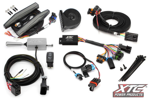 XTC POWER PRODUCTS Auto Turn Signal Kit W/ Billet Lever And Front Drl Lights Pol ATS-L-POL-RBU-DRL