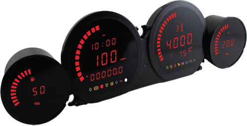 KOSO 4 Piece Red Led Gauges `14-22 Flht Flhx Fltr BA064921