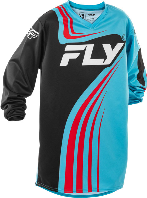 FLY RACING Youth F-16 Jersey Cyan/Black/Red Yl 378-221YL
