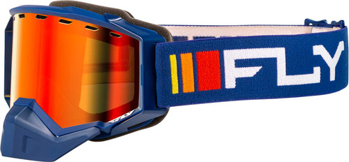 FLY RACING Zone Snow Goggle Navy/White W/ Red Mirror/Amber Lens FLB-24Z3