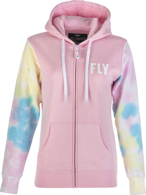 FLY RACING Women'S Fly Tie-Dye Zip Up Hoodie Pink/Yellow/Blue Md 358-0071M