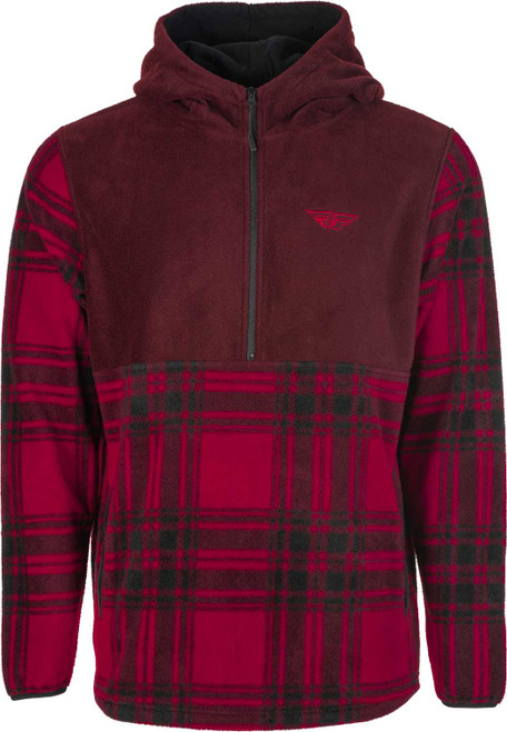 FLY RACING Fly Half Zip Pullover Hoodie Red Plaid Lg 354-0022L