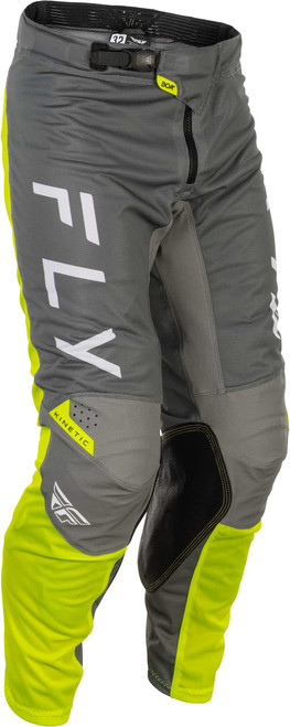 FLY RACING Kinetic Mesh Center Pants Grey/White/Hi-Vis Sz 30 379-32430