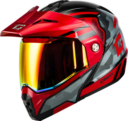 GMAX Md-74 Striker Modular Helmet W Red Shield Blk/Gry/Rd Mtlc Lg M17411156