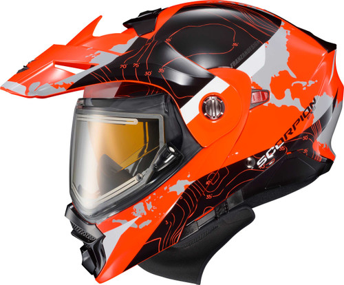 SCORPION EXO Exo-At960 Cold Weather Helmet Topographic Hi-Viz Org Sm Elec 96-1033-EC