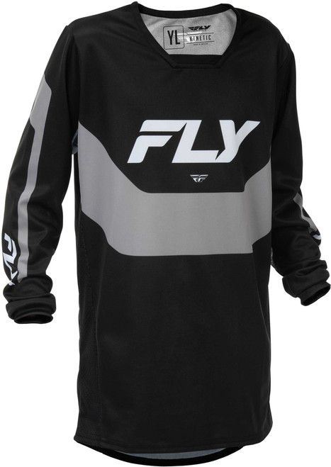 FLY RACING Youth Kinetic Jersey Black/Grey Yl 379-420YL