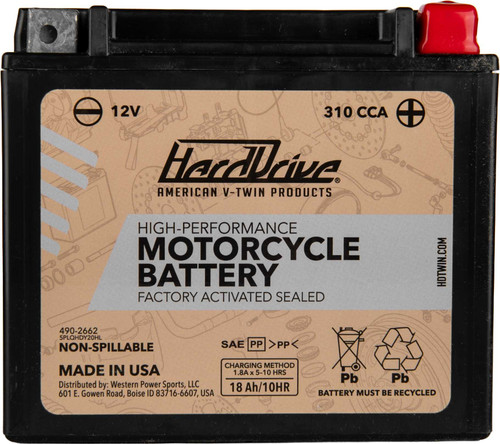 HARDDRIVE High Perform Battery Ytx20Hl Cca 310 HRDM720BH