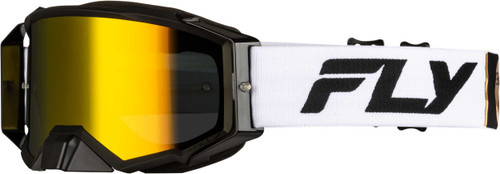 FLY RACING Zone Pro Goggle White/Blk/Gold W/ Gold Mirror/Smoke Lens 37-5189