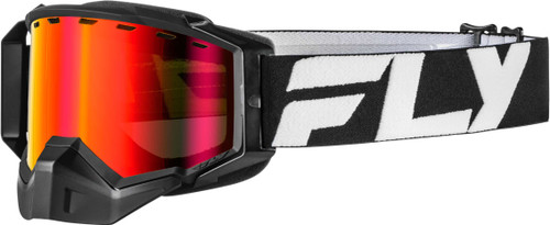 FLY RACING Zone Snow Goggle Blk/Whte W/Red Mirror/Amber Lens 37-50284