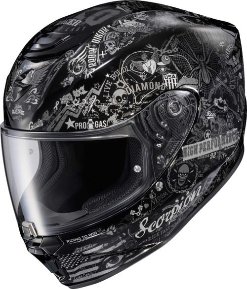 SCORPION EXO Exo-R330 Full Face Helmet Shake 2 Black Md 33-2304