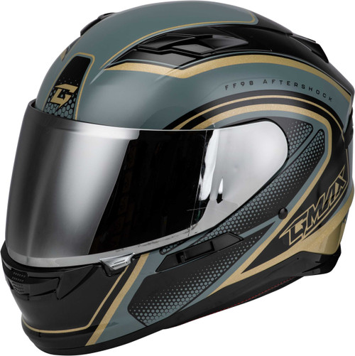 GMAX Ff-98 Aftershock Helmet Grey/Metallic Gold Xl F19841027-DOT
