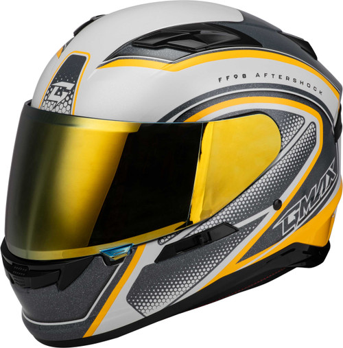 GMAX Ff-98 Aftershock Helmet White/Metallic Silver Xl F19841037-DOT