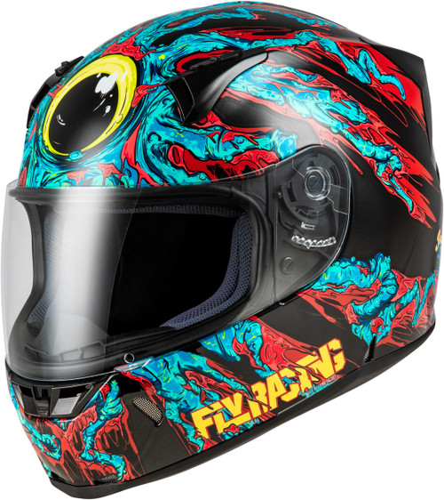 FLY RACING Revolt Space Creep Helmet Light Blue/Black/Red Md 73-8387M