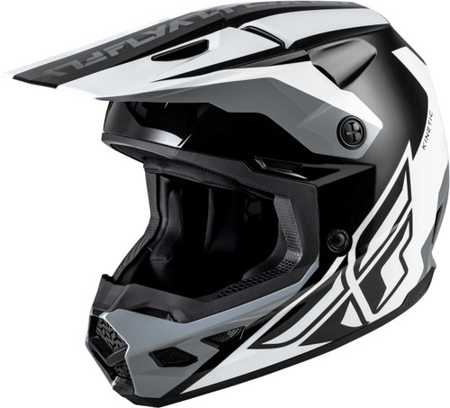 FLY RACING Kinetic Crest Helmet Black/White/Grey Md 73-8674M
