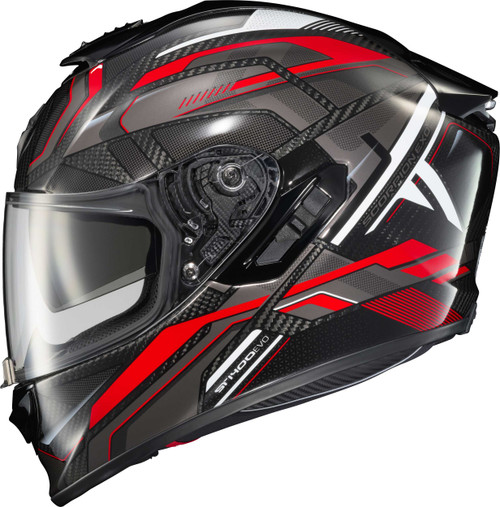 SCORPION EXO Exo-St1400 Evo Carbon Helmet Hex Gloss Red Md 14EC-1004