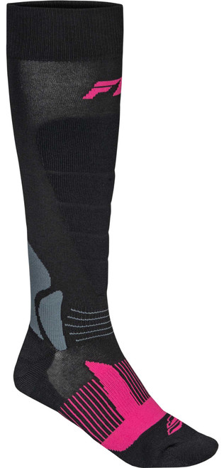 FLY RACING Snow Heavyweight Wool Sock Black/Pink Lg/Xl 350-0572L
