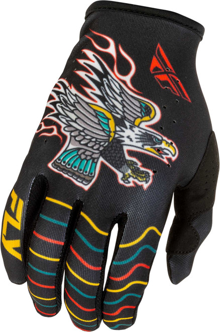 FLY RACING Lite Americana Gloves Black/Red/Gold Sm 379-714S