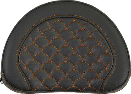 SADDLEMEN Contoured Sissy Bar Pad - Dragon Scale - Orange Stitch 051320903