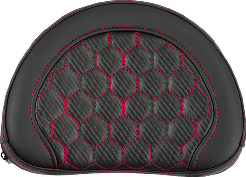 SADDLEMEN Contoured Sissy Bar Pad - Honeycomb - Red Stitch 051319004