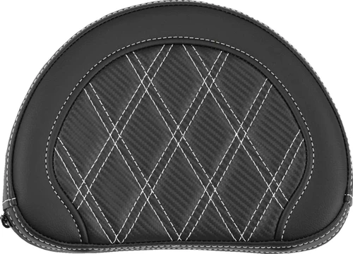 SADDLEMEN Contoured Sissy Bar Pad - Lattice Stitch - White Stitch 051320706