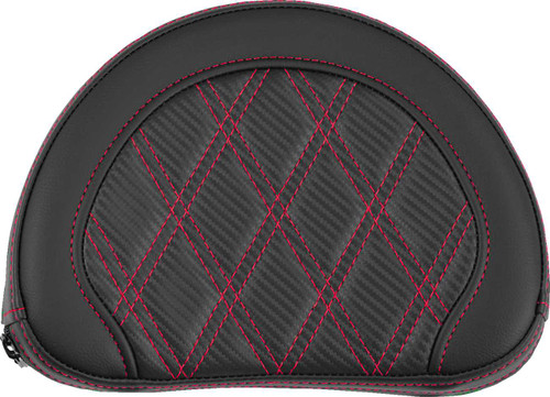 SADDLEMEN Contoured Sissy Bar Pad - Lattice Stitch - Red Stitch 051320704