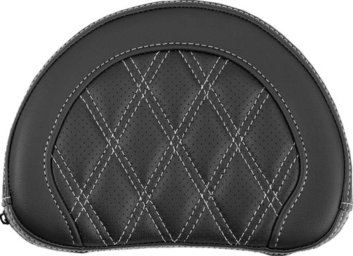 SADDLEMEN Contoured Sissy Bar Pad - Lattice Stitch - White Stitch 051318406