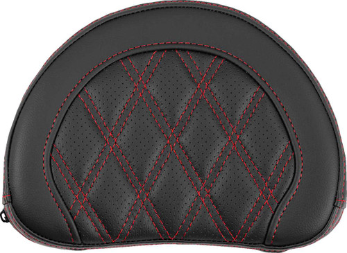 SADDLEMEN Contoured Sissy Bar Pad - Lattice Stitch - Red Stitch 051318404