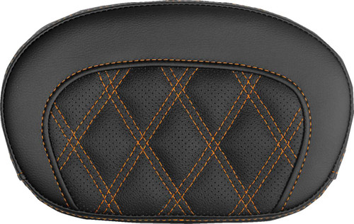 SADDLEMEN Mini Contour Sissy Bar Pad - Lattice Stitch - Orange Stitch 061018403