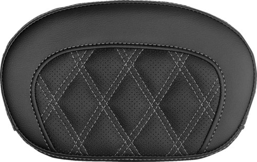 SADDLEMEN Mini Contour Sissy Bar Pad - Lattice Stitch - Silver Stitch 061018405