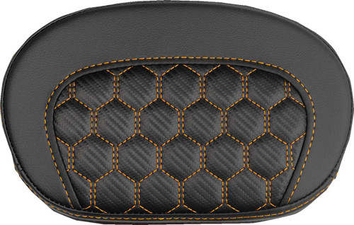 SADDLEMEN Mini Contour Sissy Bar Pad - Honeycomb - Orange Stitch 061019003