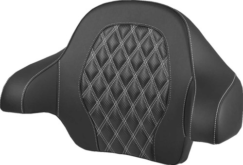 SADDLEMEN Tour-Pak Backrest Pad - Lattice Stitch - White Stitch - FL '14-'25 814-07-20706