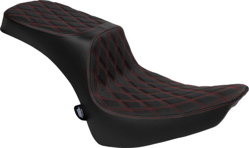 DRAG SPECIALTIES SEATS Performance Predator 2-Up Seat - Vinyl - Double Diamond - Red Thread - FL '00-'17