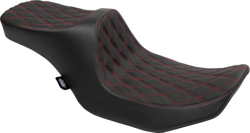 DRAG SPECIALTIES SEATS Predator III 2-Up Seat - Vinyl - Double Diamond - Red Stitching - FLT/FLH '23-'24