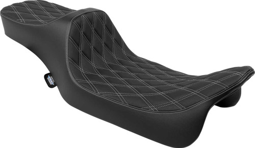 DRAG SPECIALTIES SEATS Predator III Seat - Extended Reach - Double Diamnd - Silver Stitching - FLH/FLT '08-'24