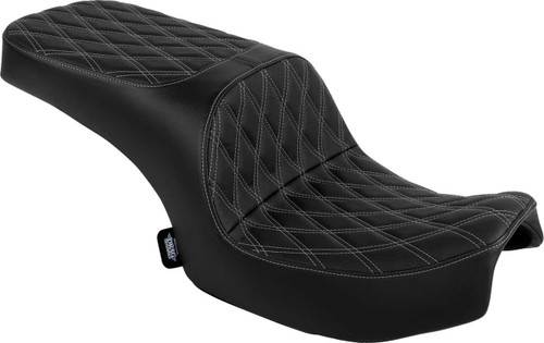 DRAG SPECIALTIES SEATS Freedom Seat - Vinyl - Double Diamond Silver Stitch - Challenger '20-'25/Chieftain '25