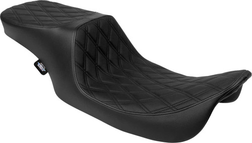 DRAG SPECIALTIES SEATS Predator 2-Up Seat - Vinyl - Double Diamond - Black Stitching- w/o Backrest - FL '97-'07