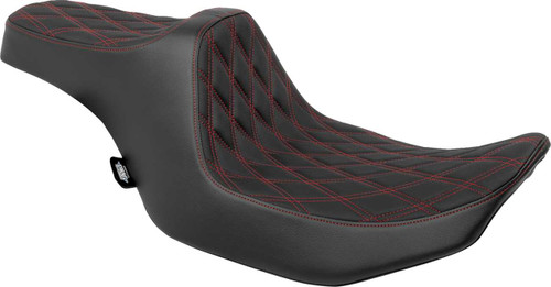 DRAG SPECIALTIES SEATS Predator III Seat - Double Diamond - Red Stitched - FLT/FLH '23-'24