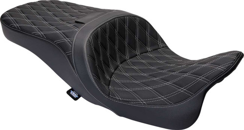 DRAG SPECIALTIES SEATS Freedom Seat - Vinyl - Double Diamond Silver Stitch - FLH '09-'23