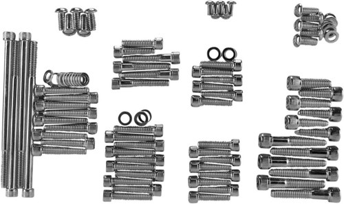 DRAG SPECIALTIES Bolt Kit - Complete Motor - Knurled/Socket-Head - Black/Chrome - '07-'16 Touring