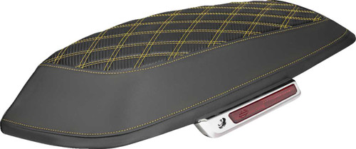 SADDLEMEN Saddlebag Lid Covers - Lattice - Carbon Fiber - Gold Stitch - FLH/FLT '14-'24 L870-14-20707