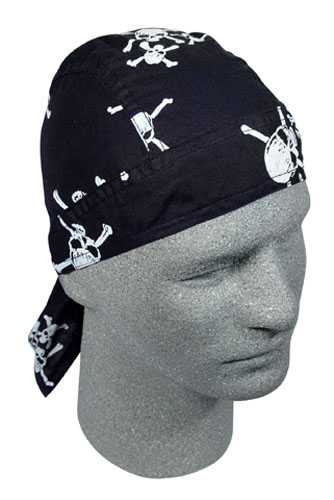 BOBSTER Flydanna; 100% Cotton White Skull/Crossbones Z113C