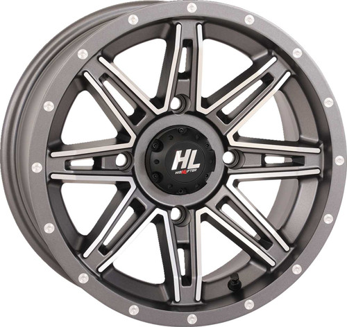 HIGH LIFTER Wheel - HL22 - Front/Rear - Gun Metal Gray w/Machined - 14x7 - 4/137 - 4+3 (+10 mm) 14HL22-1837
