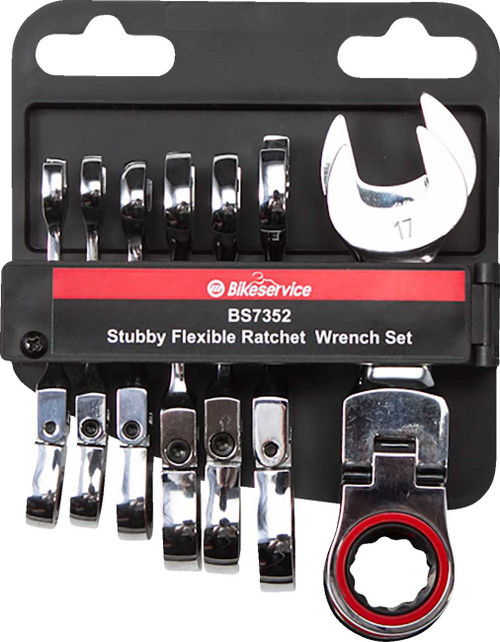 BIKESERVICE Wrenches - Stubby/Combination - Flex Head/Ratchet - Set 8 BS7352