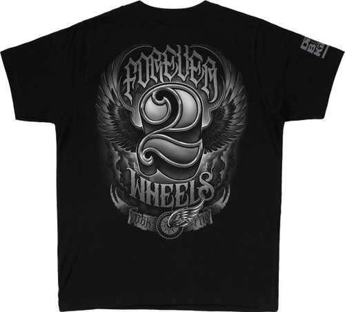 Dbk Two Wheels Youth Tee Black Ym YT-TWOWHEELS-M