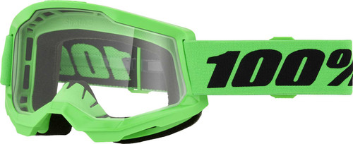 100% Strata 2 Goggle Neon Green Clear Lens 50027-10027
