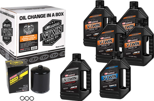 Maxima V-Twin Oil Change Kit Mineral Evo Black Filter 90-069016PB
